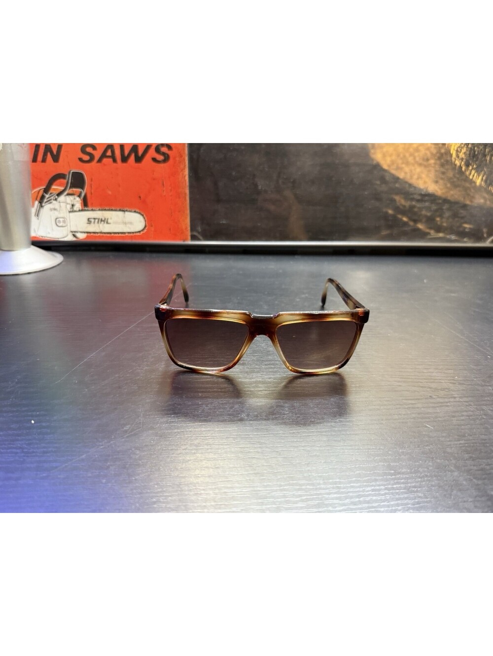 Vintage Made in France Tortoise Brown Square Sunglasses Retro 70s 80s
